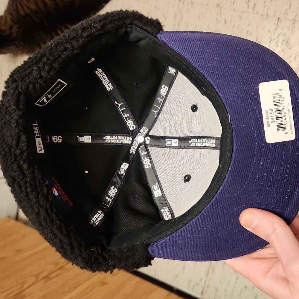 Colorado Rockies Black & Purple New Era Fitted Winter Hat 7 1/4 Vintage Y2K - Picture 7 of 8